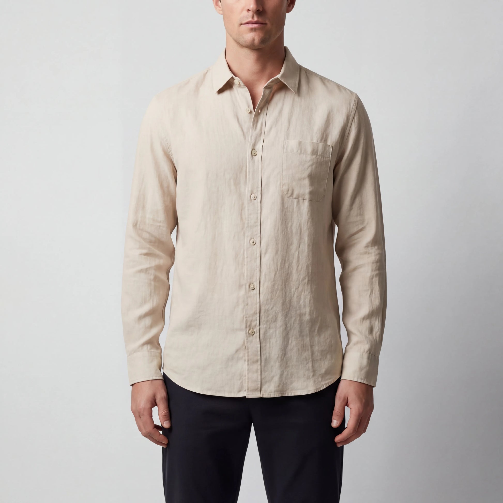 Linovu - Relaxed-Fit Long-Sleeve Button-Front Shirt