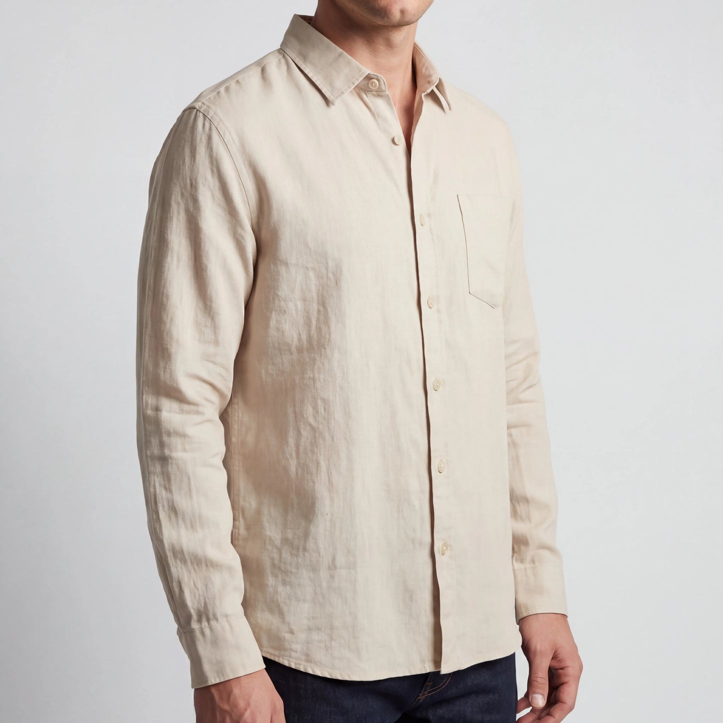Linovu - Relaxed-Fit Long-Sleeve Button-Front Shirt
