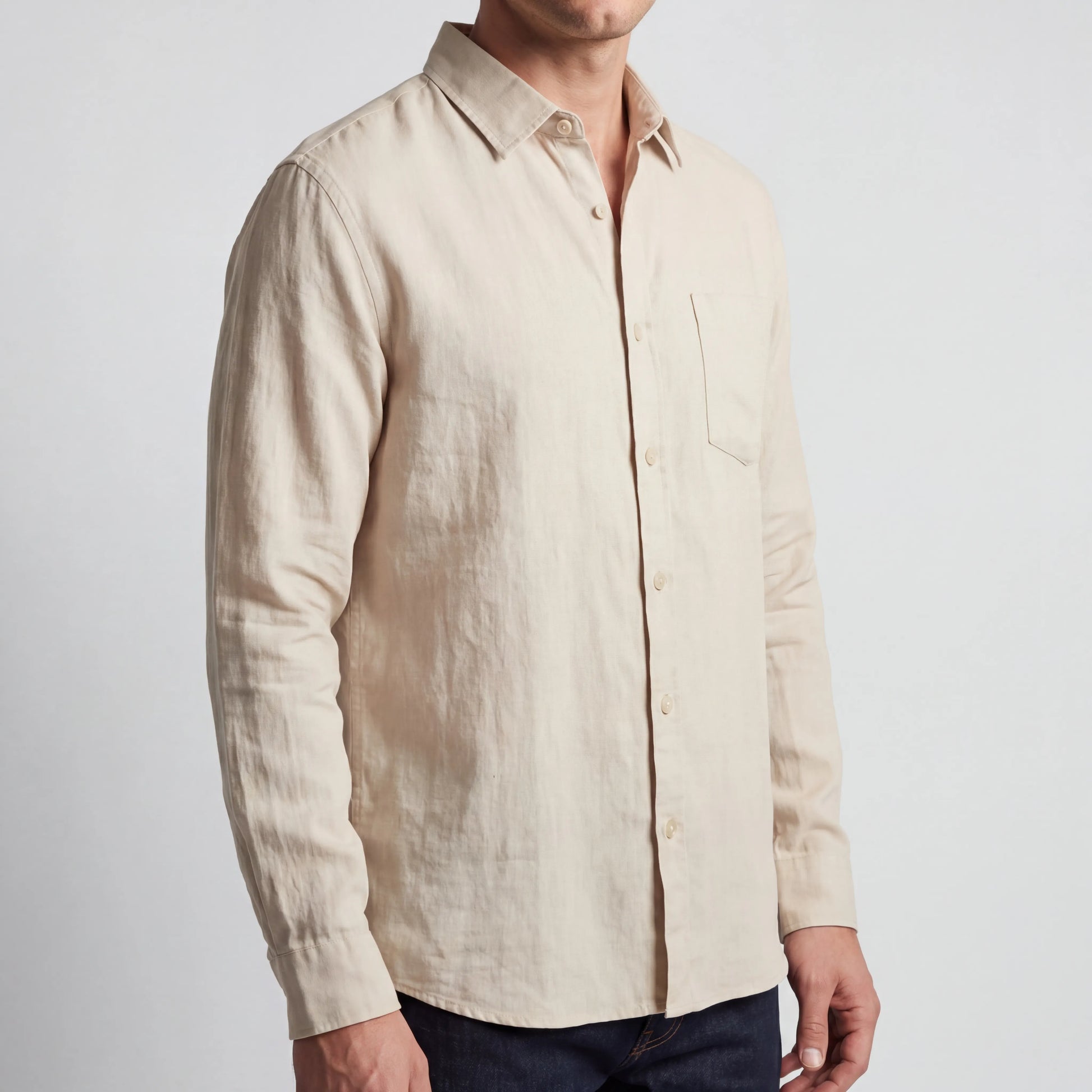 Linovu - Relaxed-Fit Long-Sleeve Button-Front Shirt