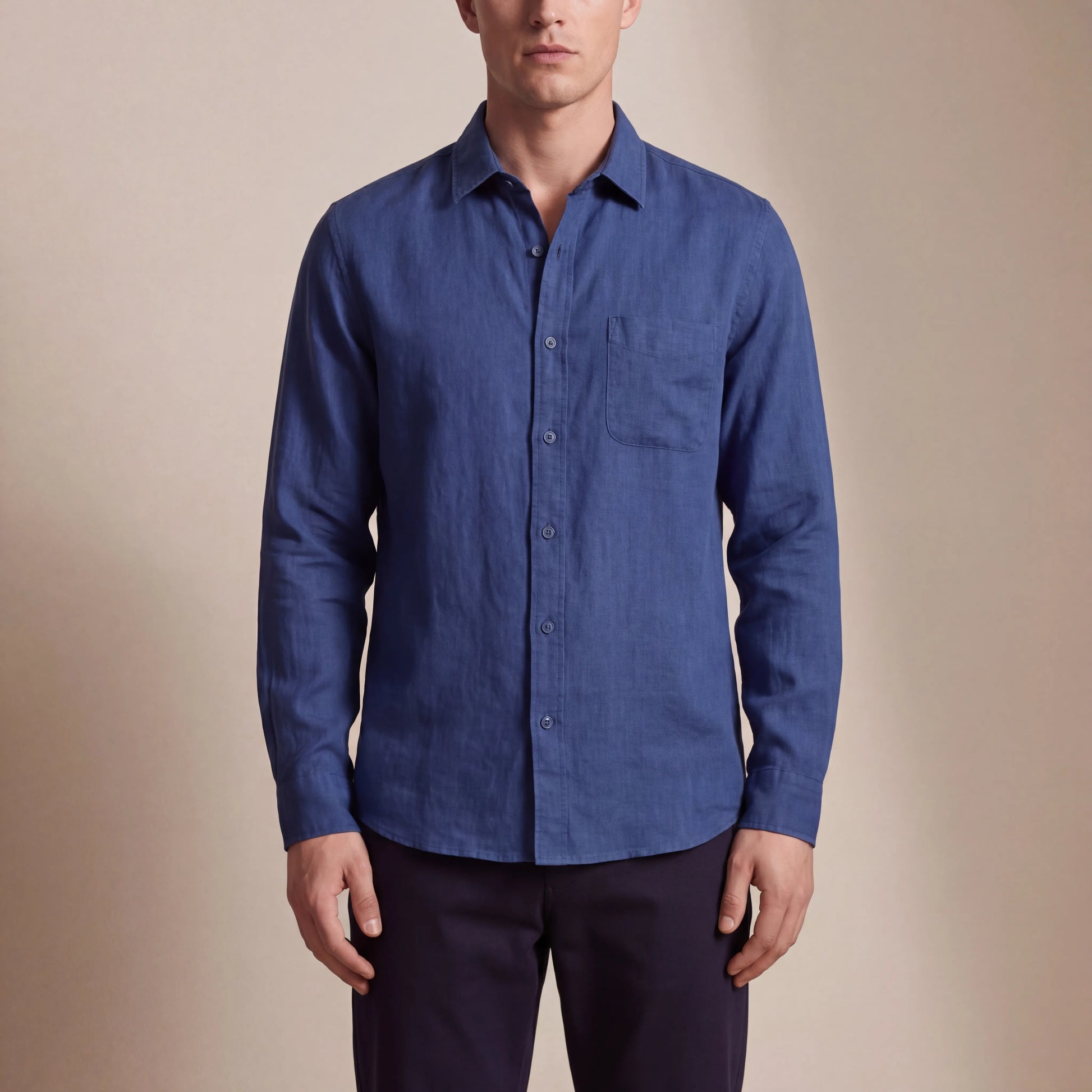 Linovu - Relaxed-Fit Long-Sleeve Button-Front Shirt