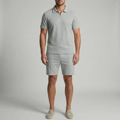 Loundrex - Matching Zip-Neck Polo And Shorts Set