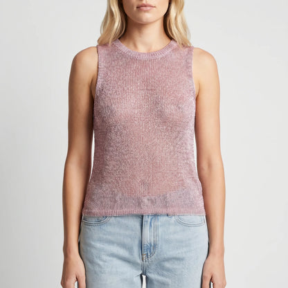 Lumirex | Sheer Sparkle Sleeveless Tank Top
