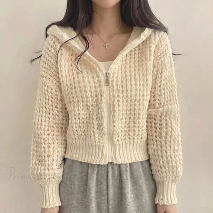 Lumvette | Cropped Zip-Up Knit Cardigan