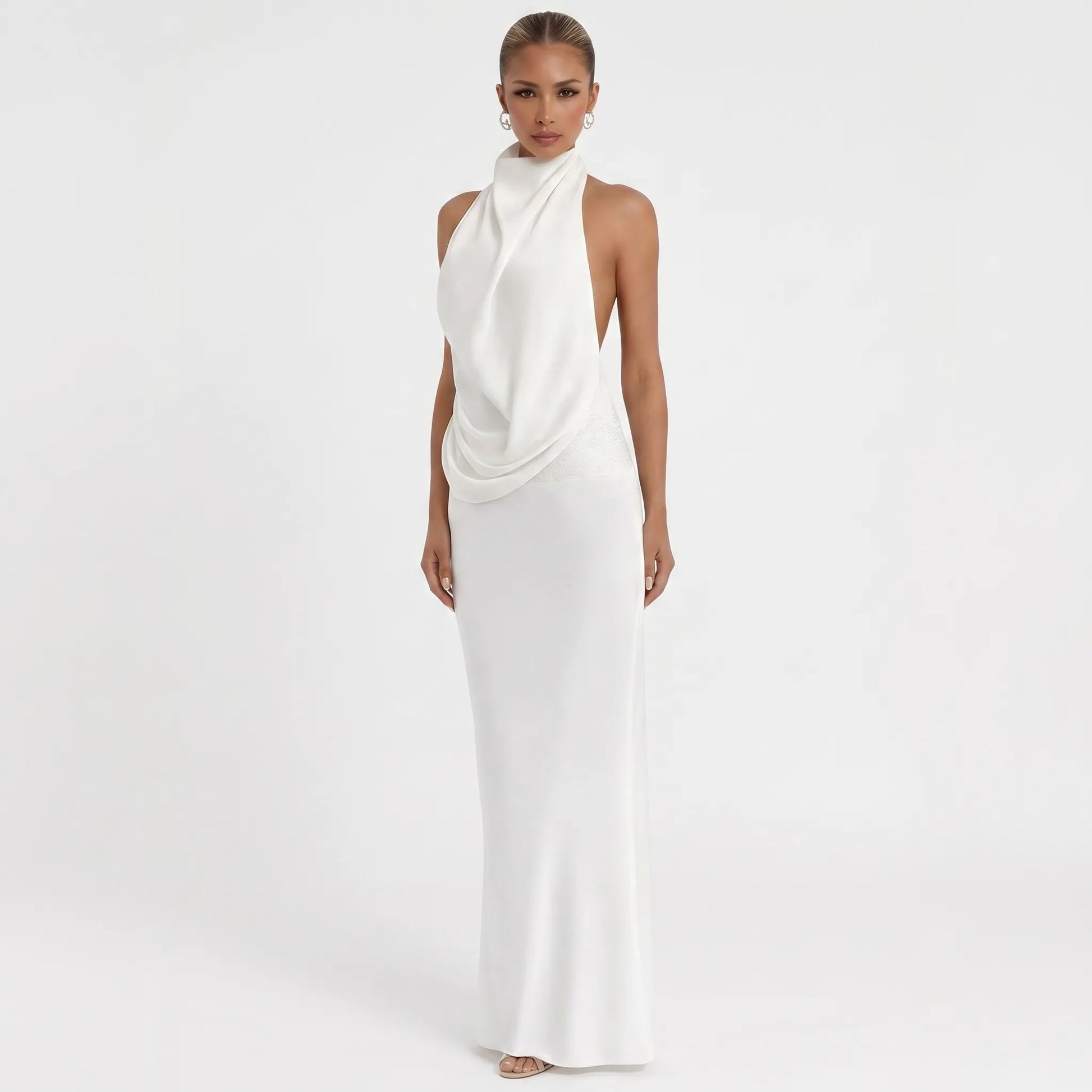 Luxenne | Halter Neck Draped Maxi Dress
