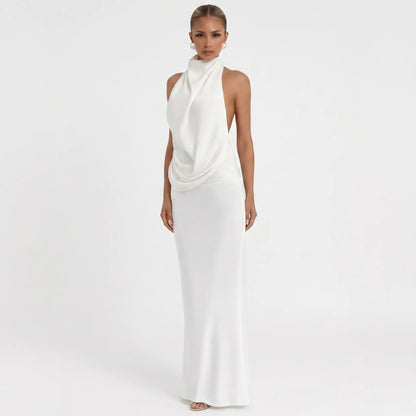 Luxenne | Halter Neck Draped Maxi Dress