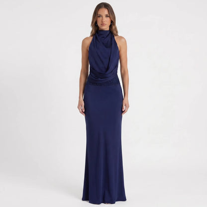 Luxenne | Halter Neck Draped Maxi Dress