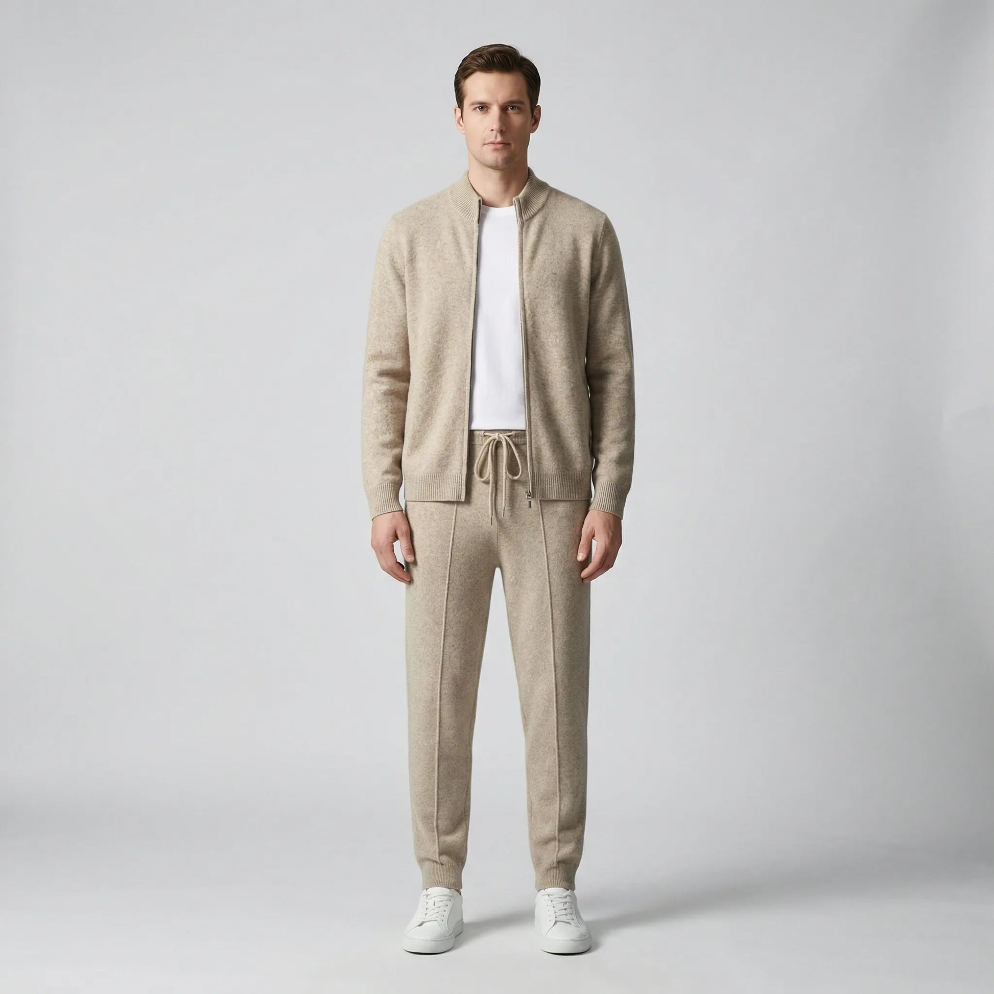 Luxivo - Zip-Up Knit Jacket And Jogger Set
