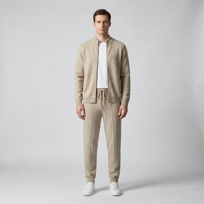 Luxivo - Zip-Up Knit Jacket And Jogger Set