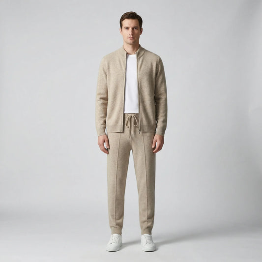 Luxivo - Zip-Up Knit Jacket And Jogger Set