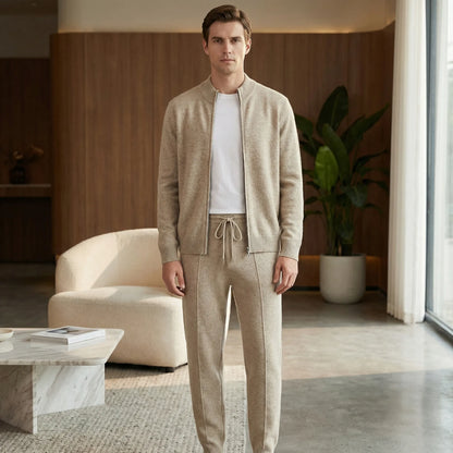 Luxivo - Zip-Up Knit Jacket And Jogger Set