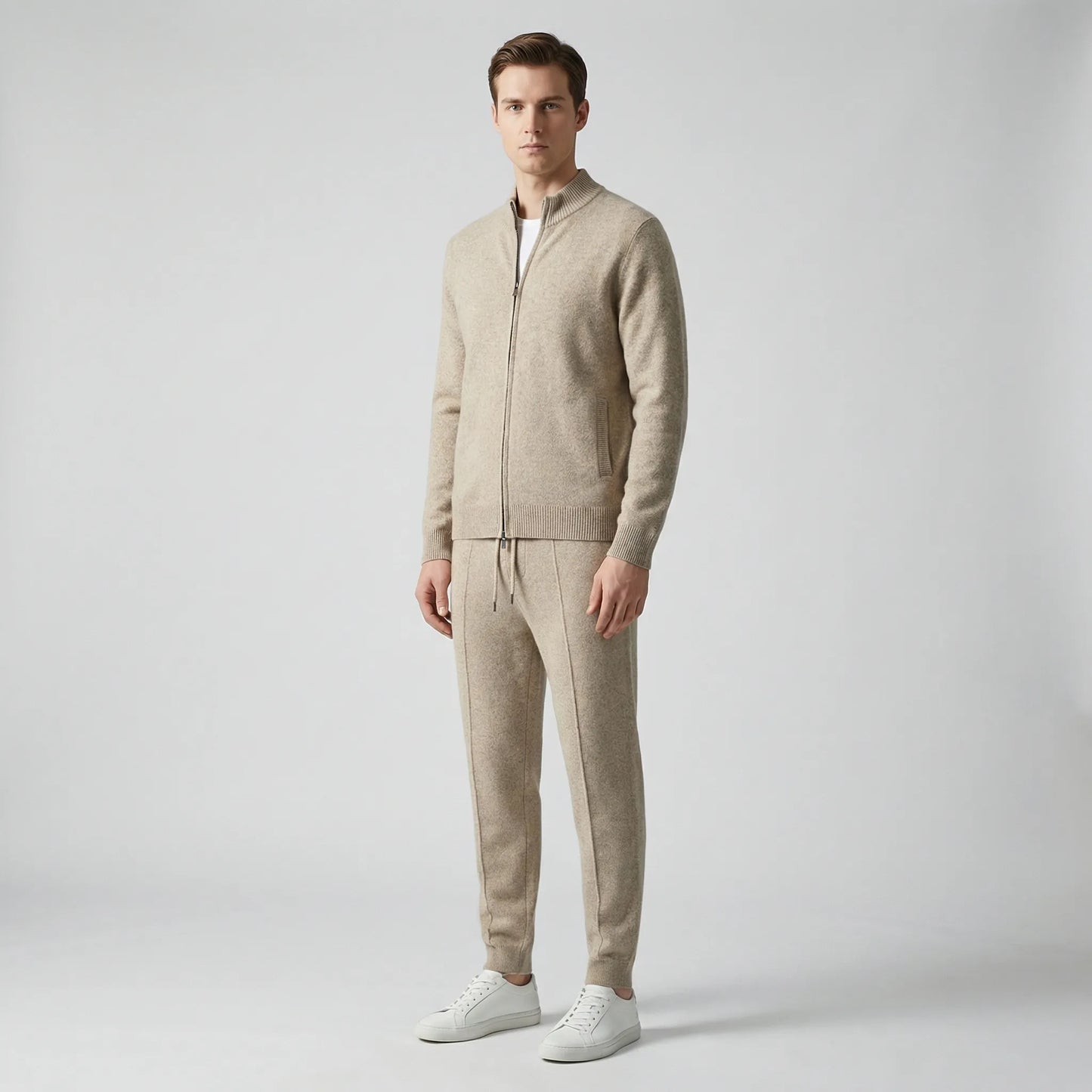 Luxivo - Zip-Up Knit Jacket And Jogger Set