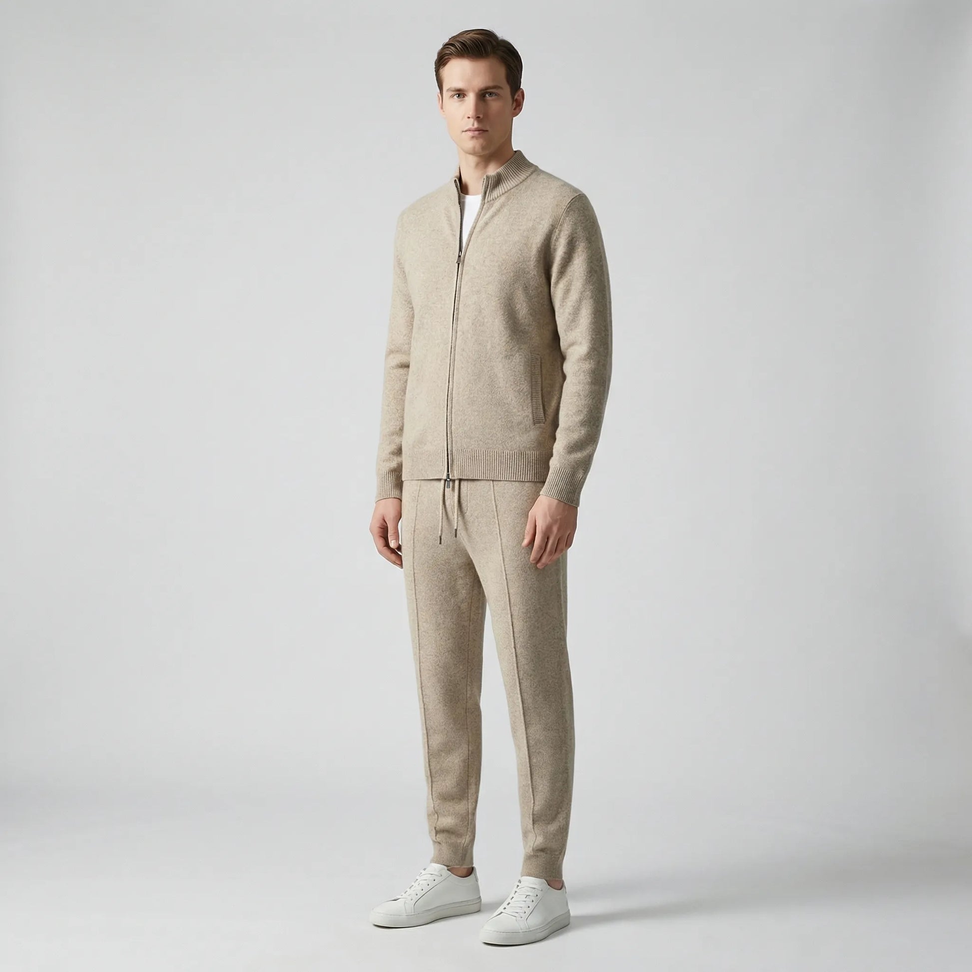 Luxivo - Zip-Up Knit Jacket And Jogger Set