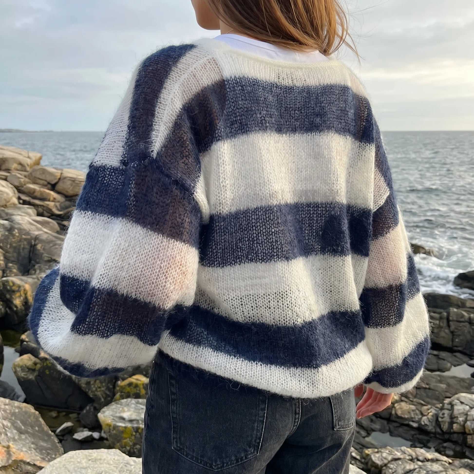 Marivelle | Loose Fit Open-Front Striped Cardigan