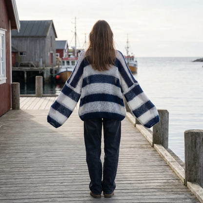 Marivelle | Loose Fit Open-Front Striped Cardigan