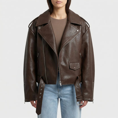 Mavera - Oversized Lapel Collar Moto Jacket