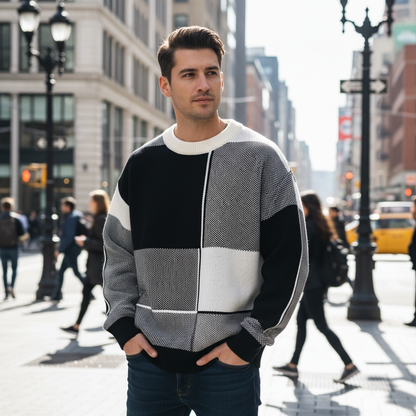 Men's Geometric Knitted Sweater | Casual Winter Wear