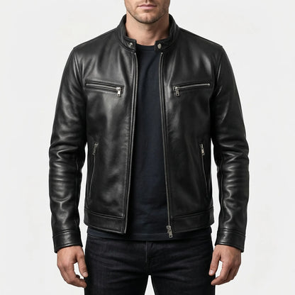 Motovrex - Slim Fit Zip-Up Biker Jacket