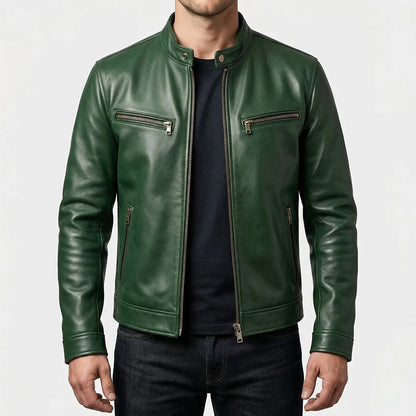 Motovrex - Slim Fit Zip-Up Biker Jacket
