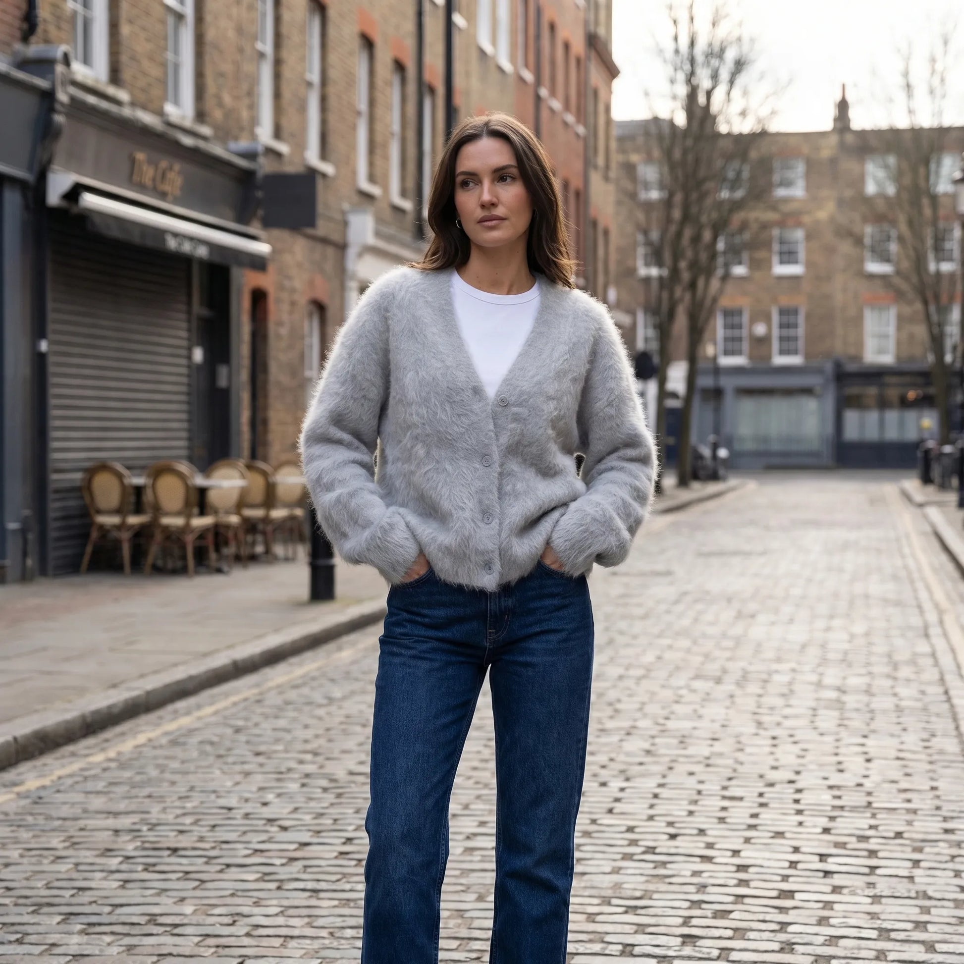 Plushka | Fluffy V-Neck Button-Up Cardigan
