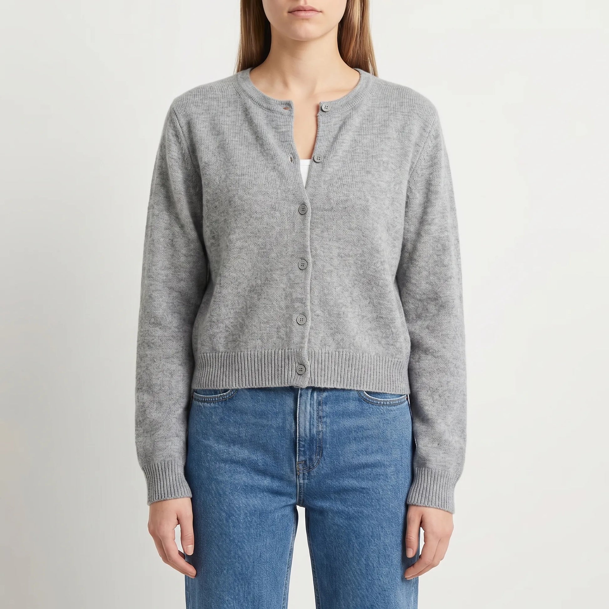 Rибоне | Cropped Single-Breasted Ribbed Cardigan