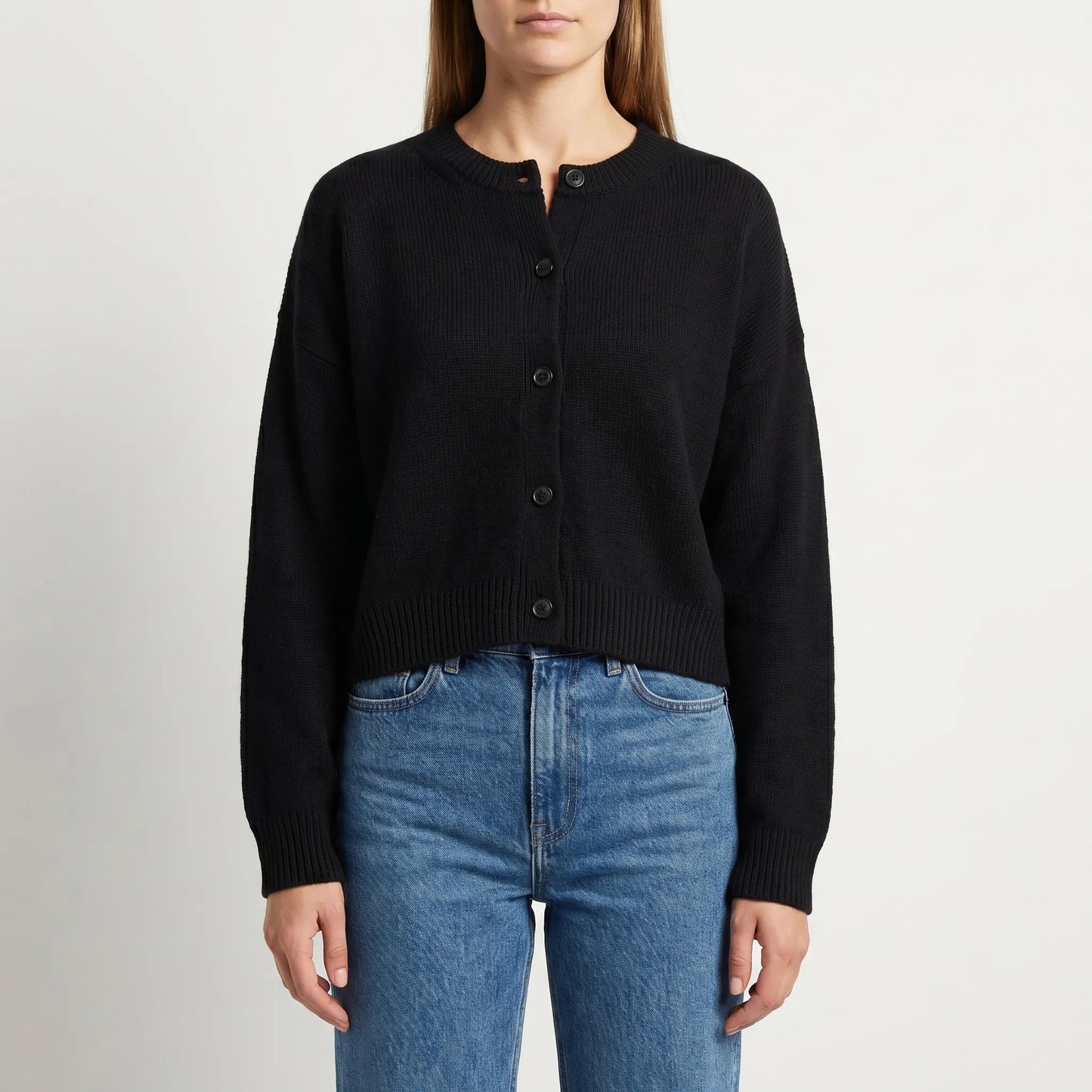 Rибоне | Cropped Single-Breasted Ribbed Cardigan