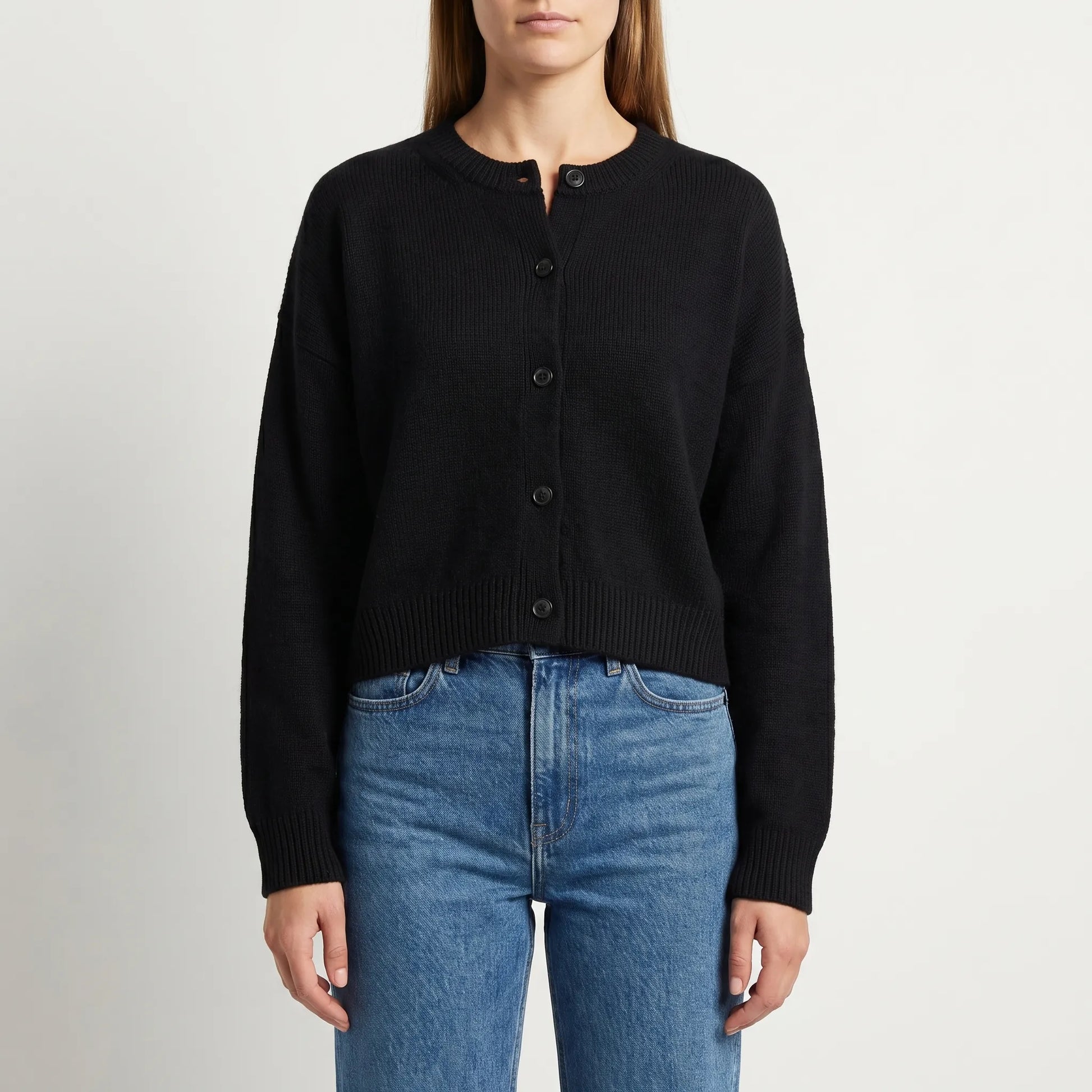 Rибоне | Cropped Single-Breasted Ribbed Cardigan