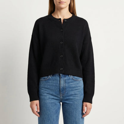 Rибоне | Cropped Single-Breasted Ribbed Cardigan