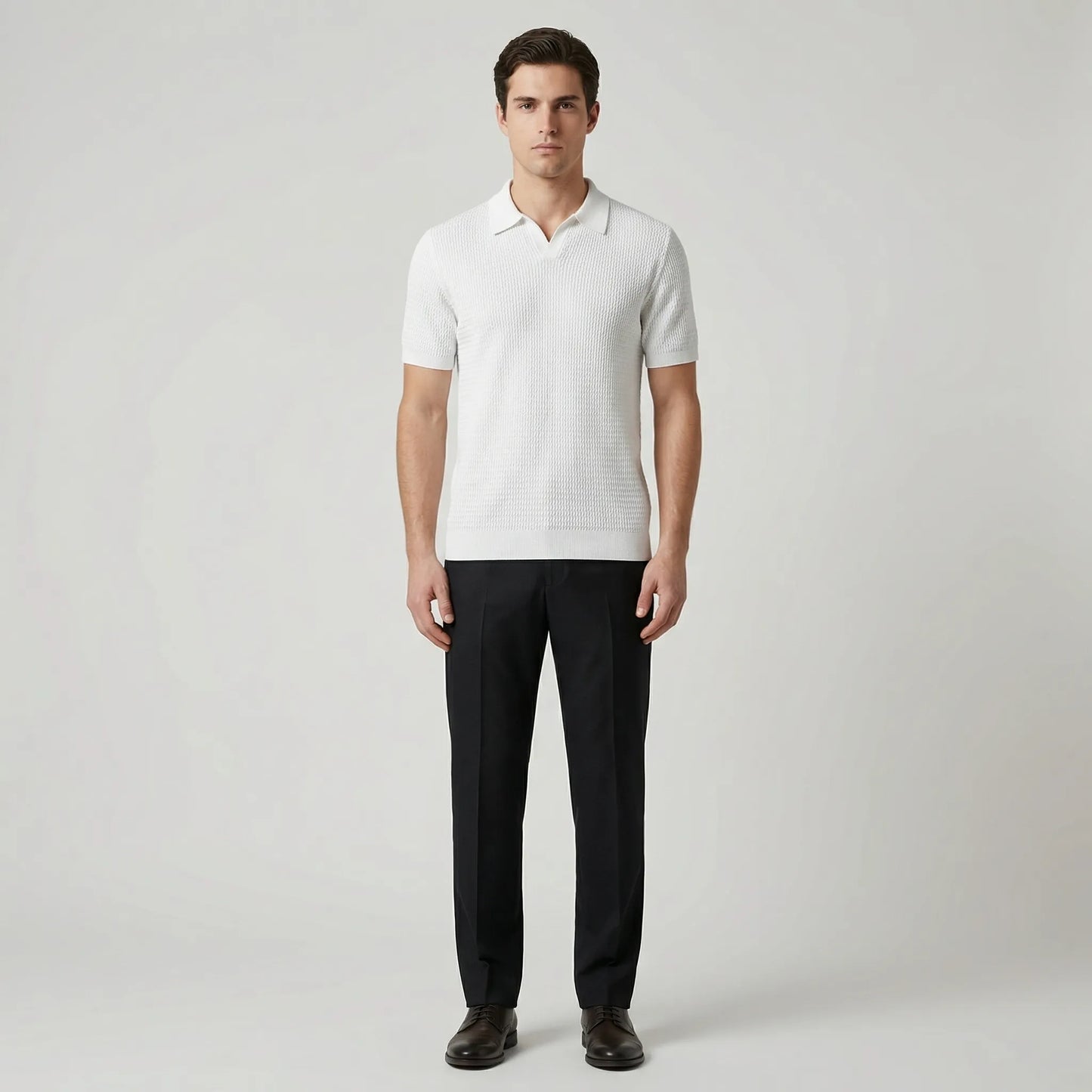 Raffinox - Textured Knit Polo And Trouser Set