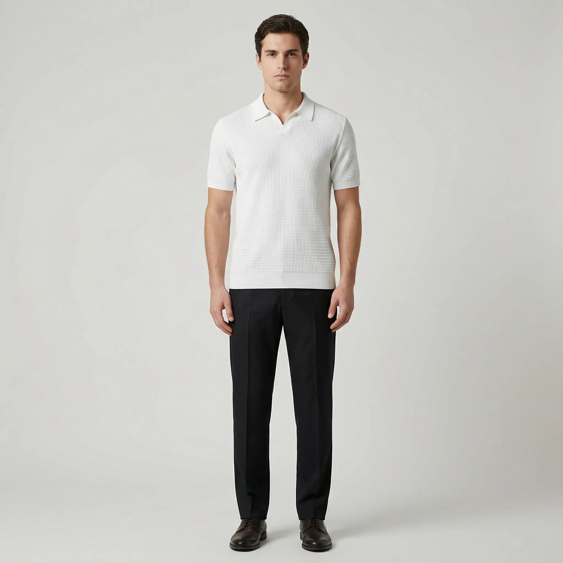 Raffinox - Textured Knit Polo And Trouser Set