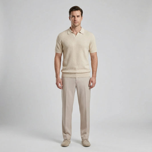 Raffinox - Textured Knit Polo And Trouser Set