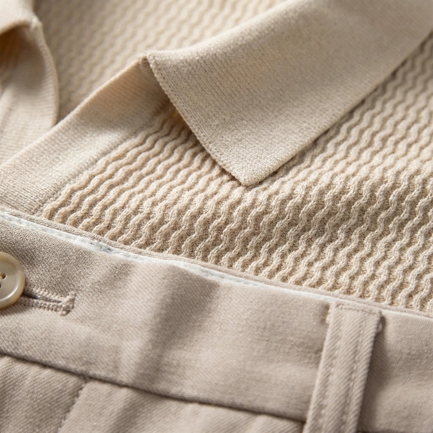 Raffinox - Textured Knit Polo And Trouser Set