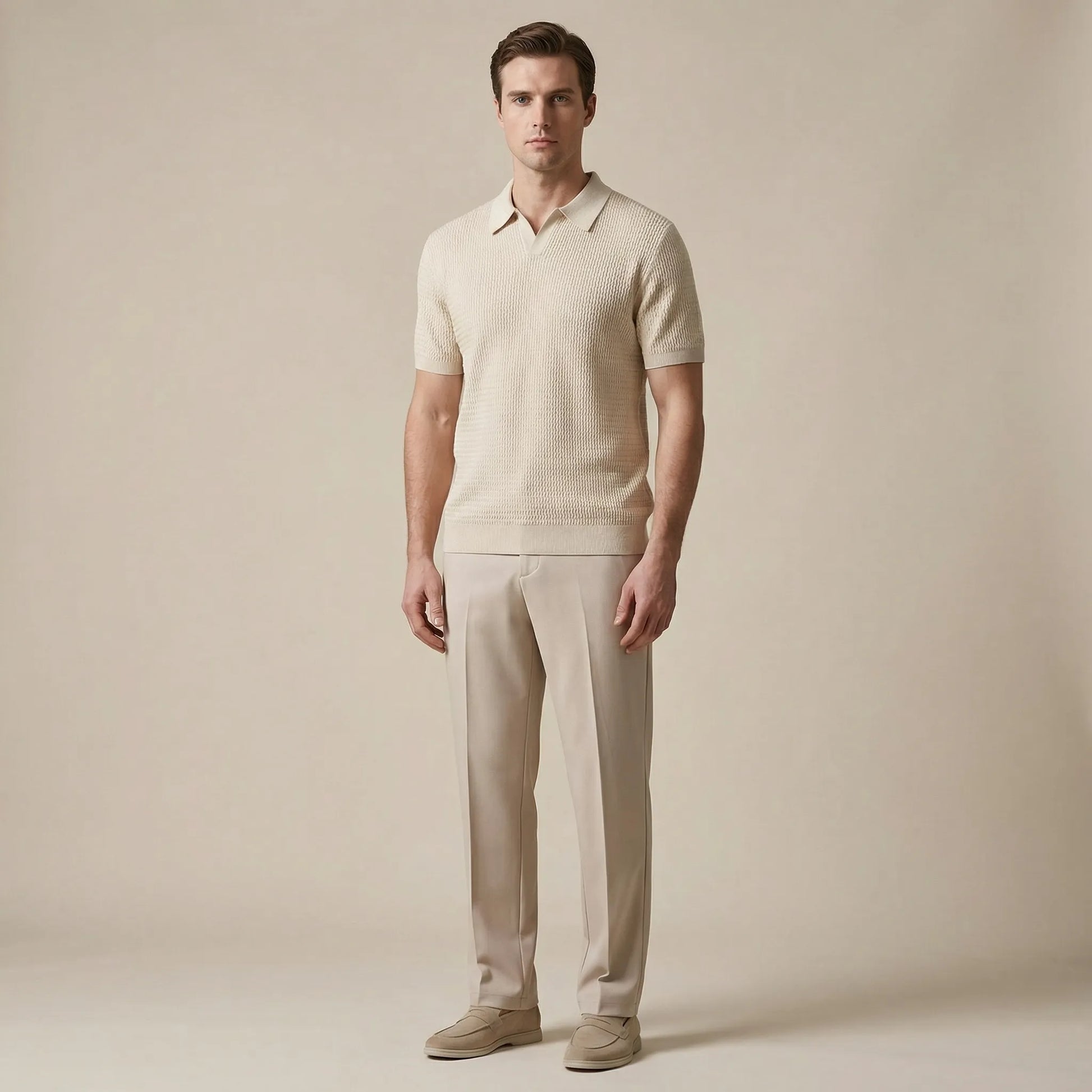 Raffinox - Textured Knit Polo And Trouser Set