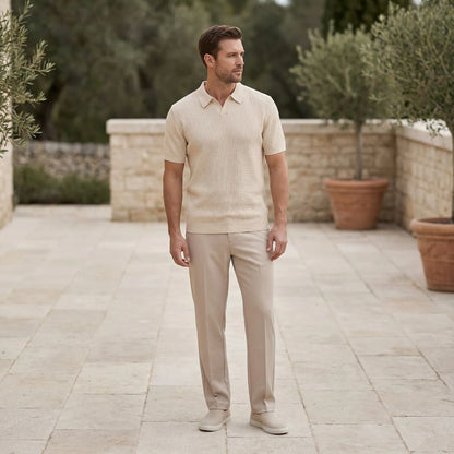 Raffinox - Textured Knit Polo And Trouser Set