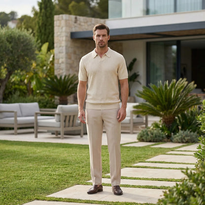 Raffinox - Textured Knit Polo And Trouser Set