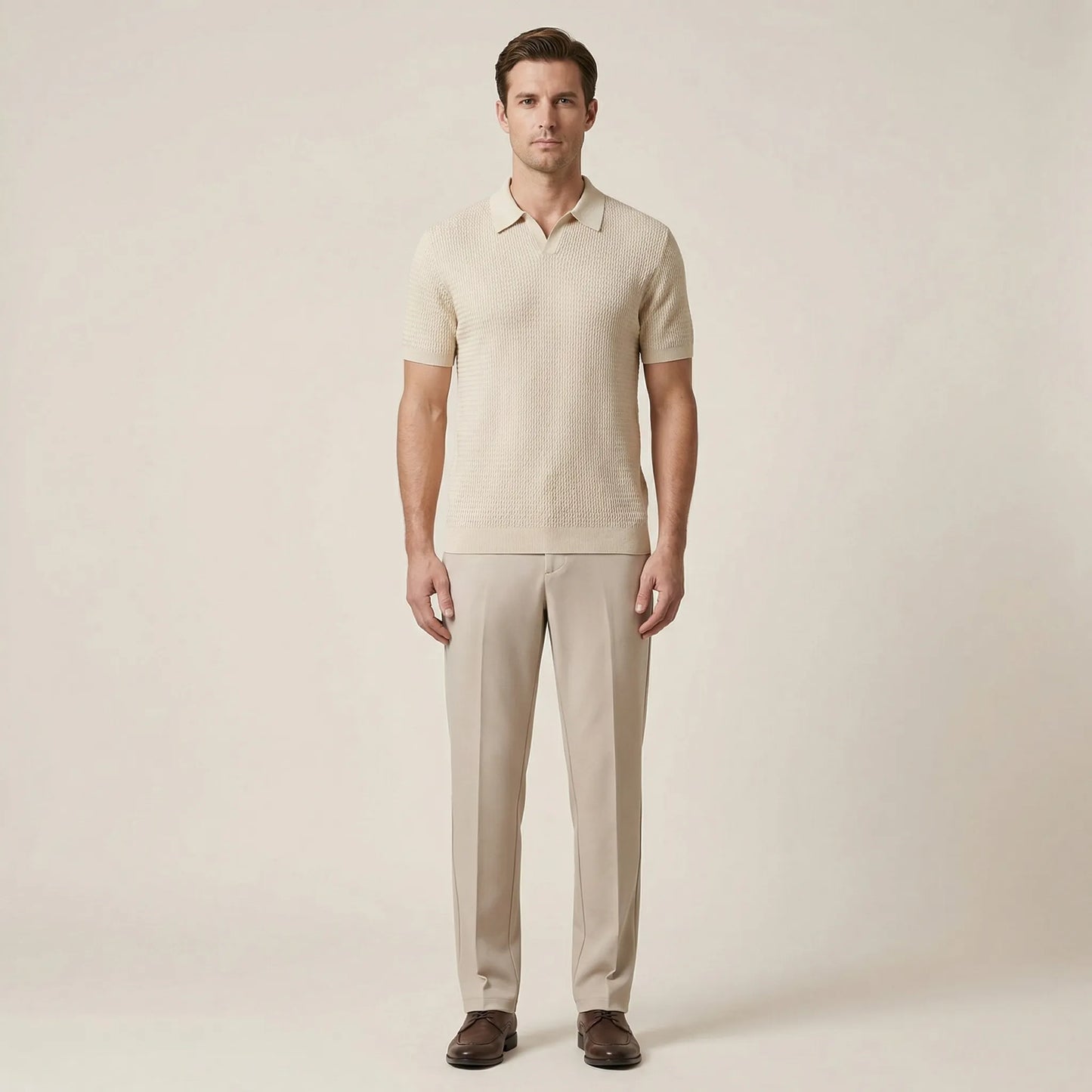 Raffinox - Textured Knit Polo And Trouser Set
