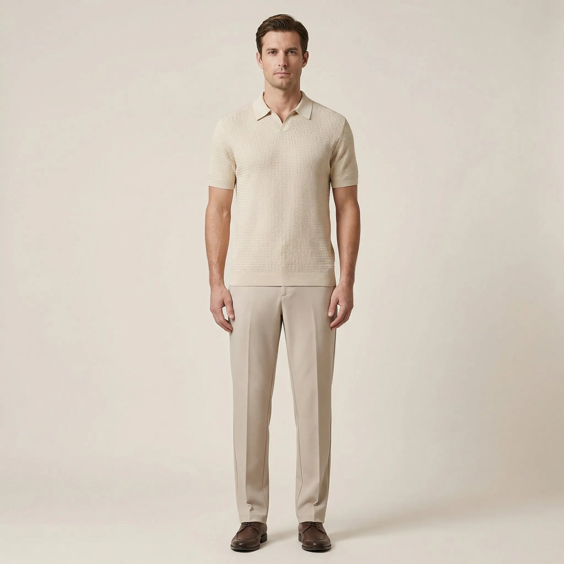 Raffinox - Textured Knit Polo And Trouser Set