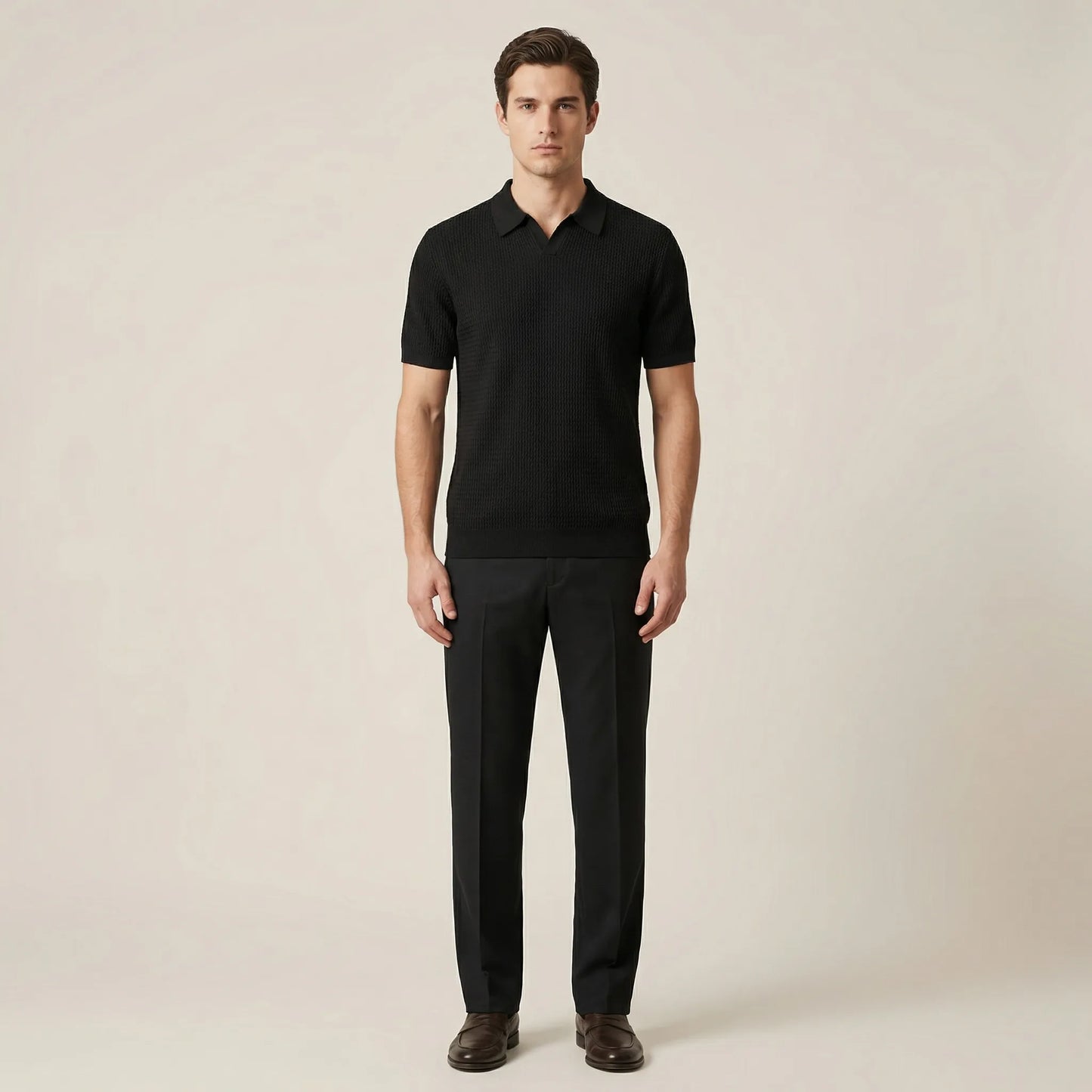 Raffinox - Textured Knit Polo And Trouser Set