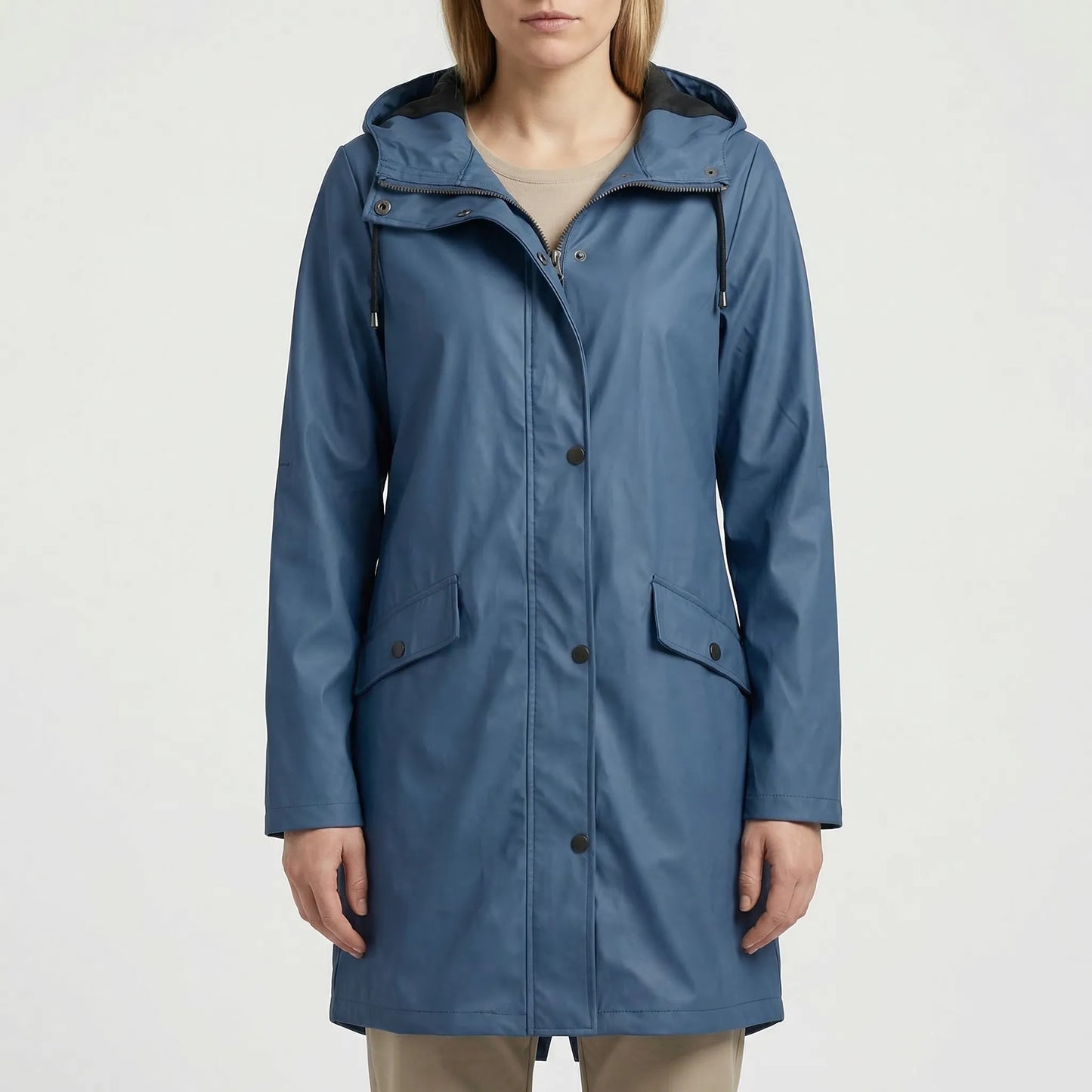 Rainova - Hooded Water-Repellent Long Jacket