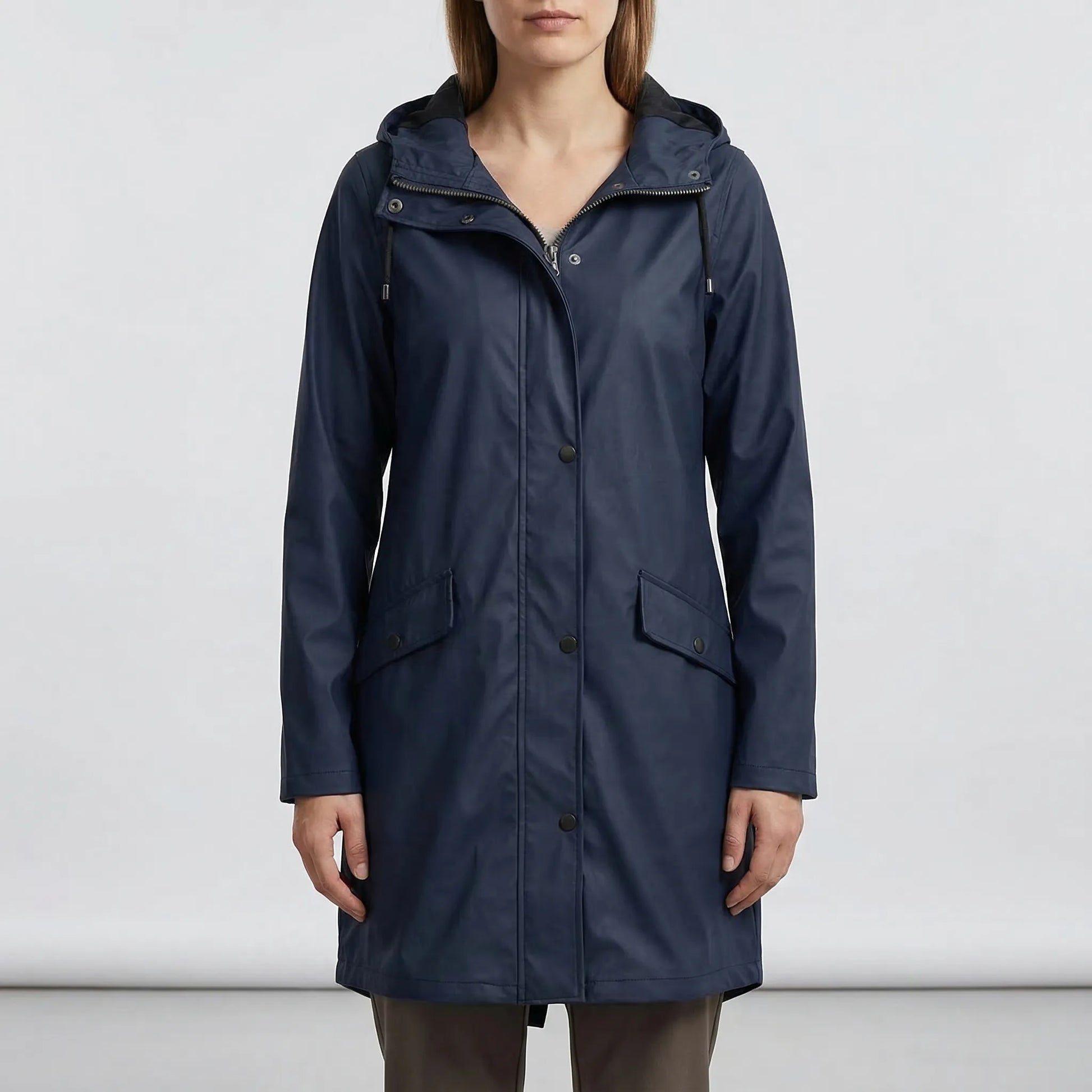 Rainova - Hooded Water-Repellent Long Jacket
