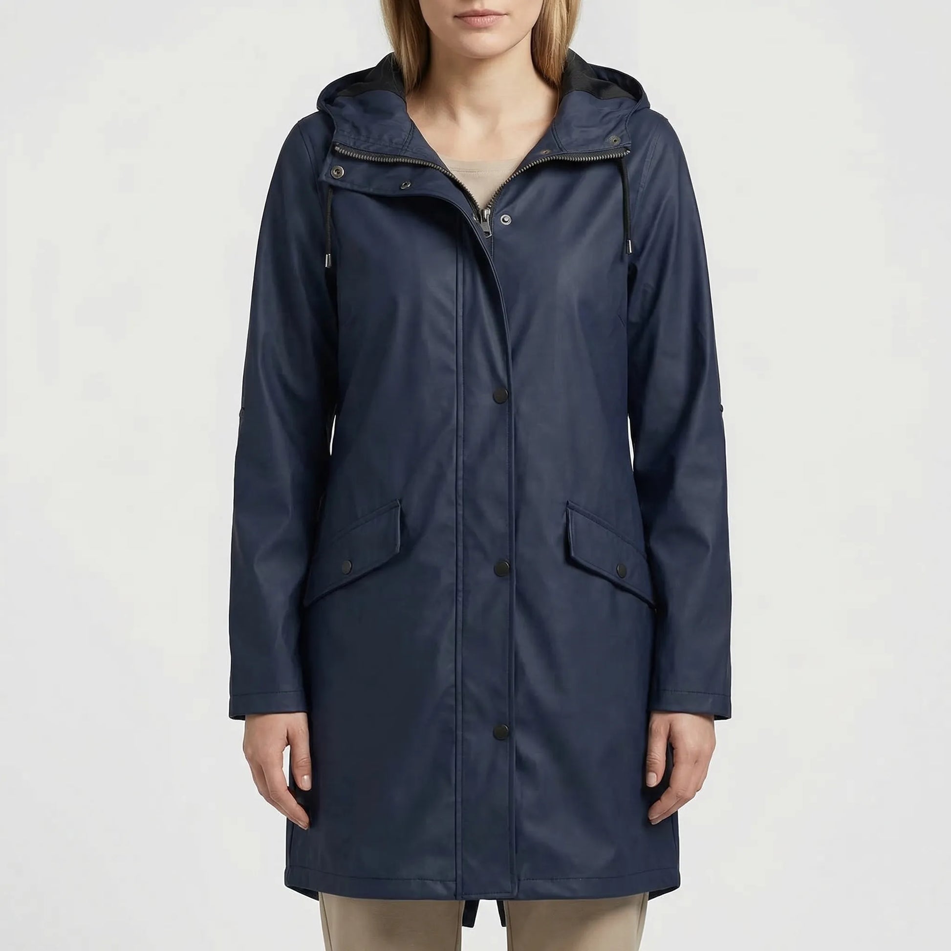 Rainova - Hooded Water-Repellent Long Jacket