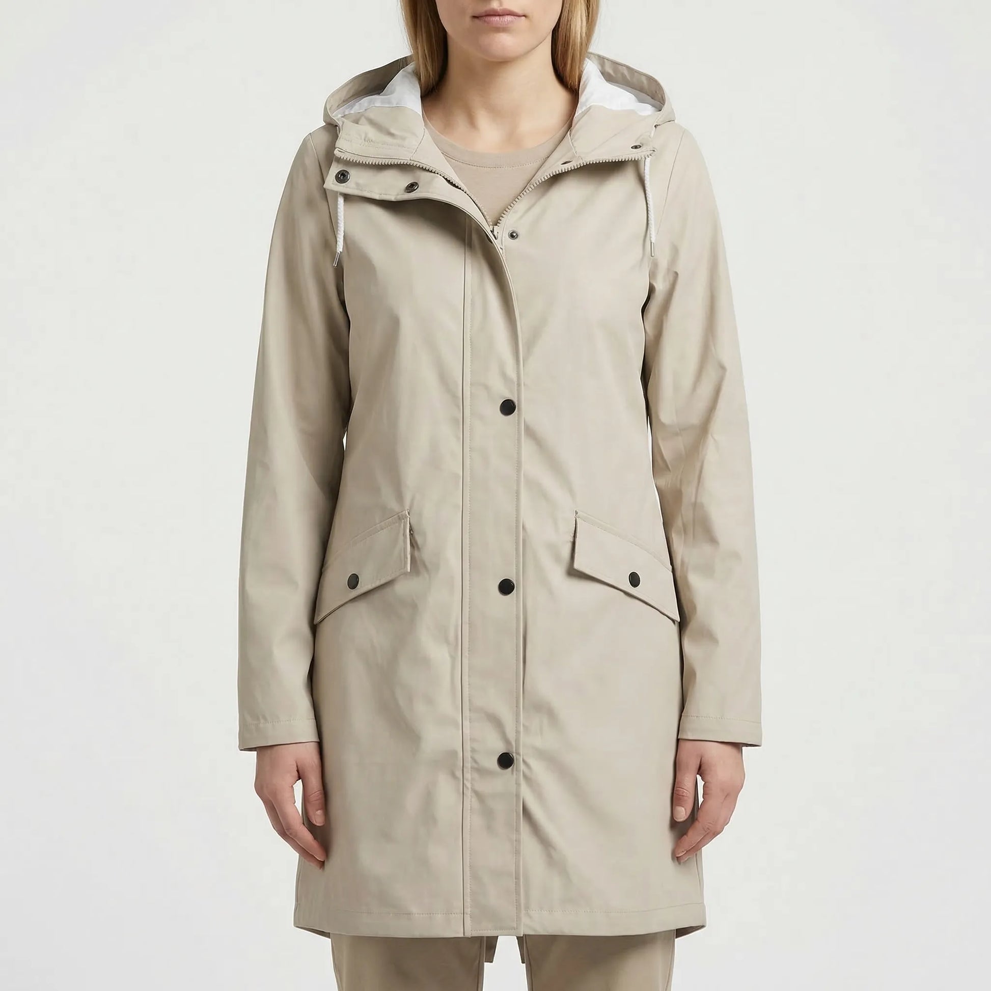 Rainova - Hooded Water-Repellent Long Jacket