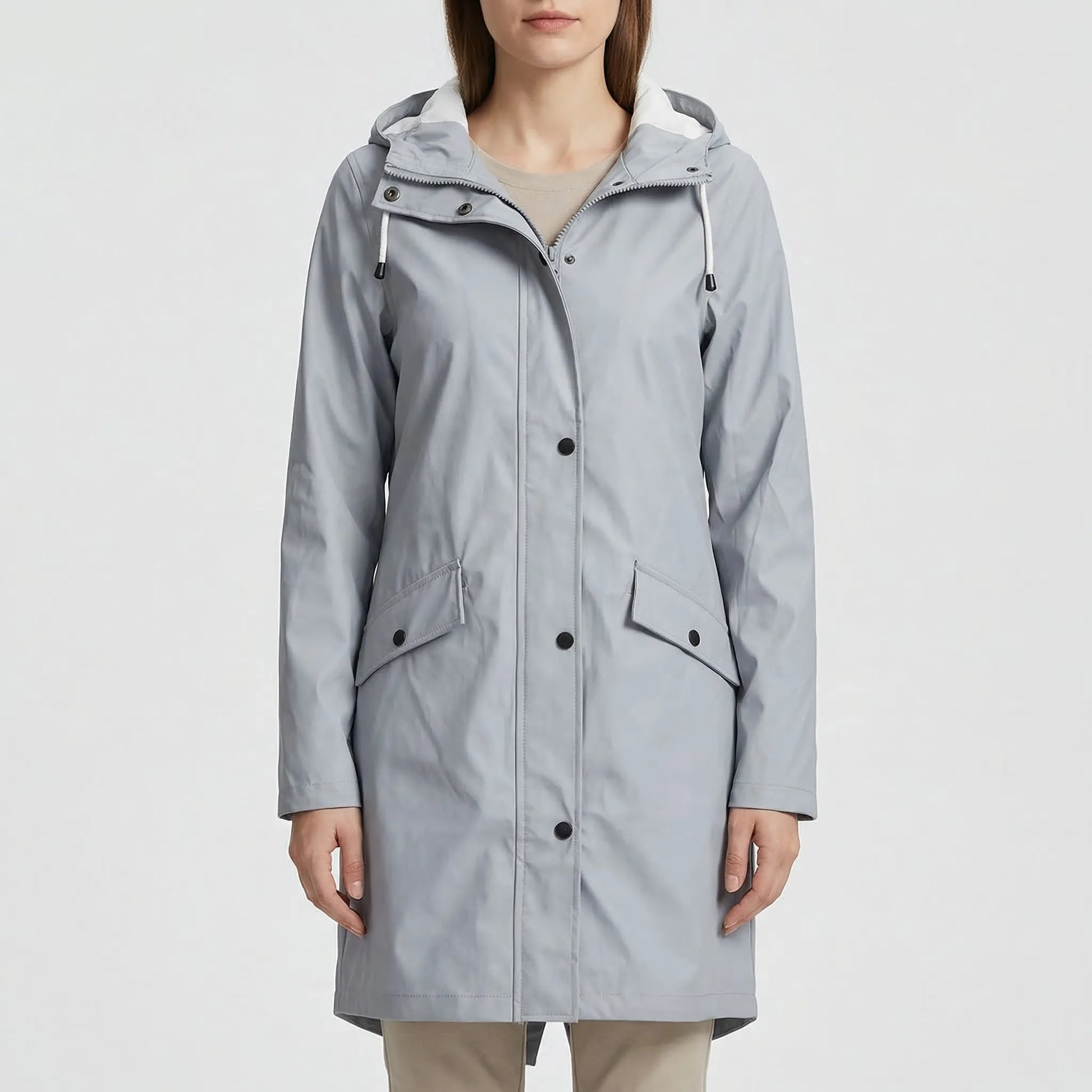 Rainova - Hooded Water-Repellent Long Jacket