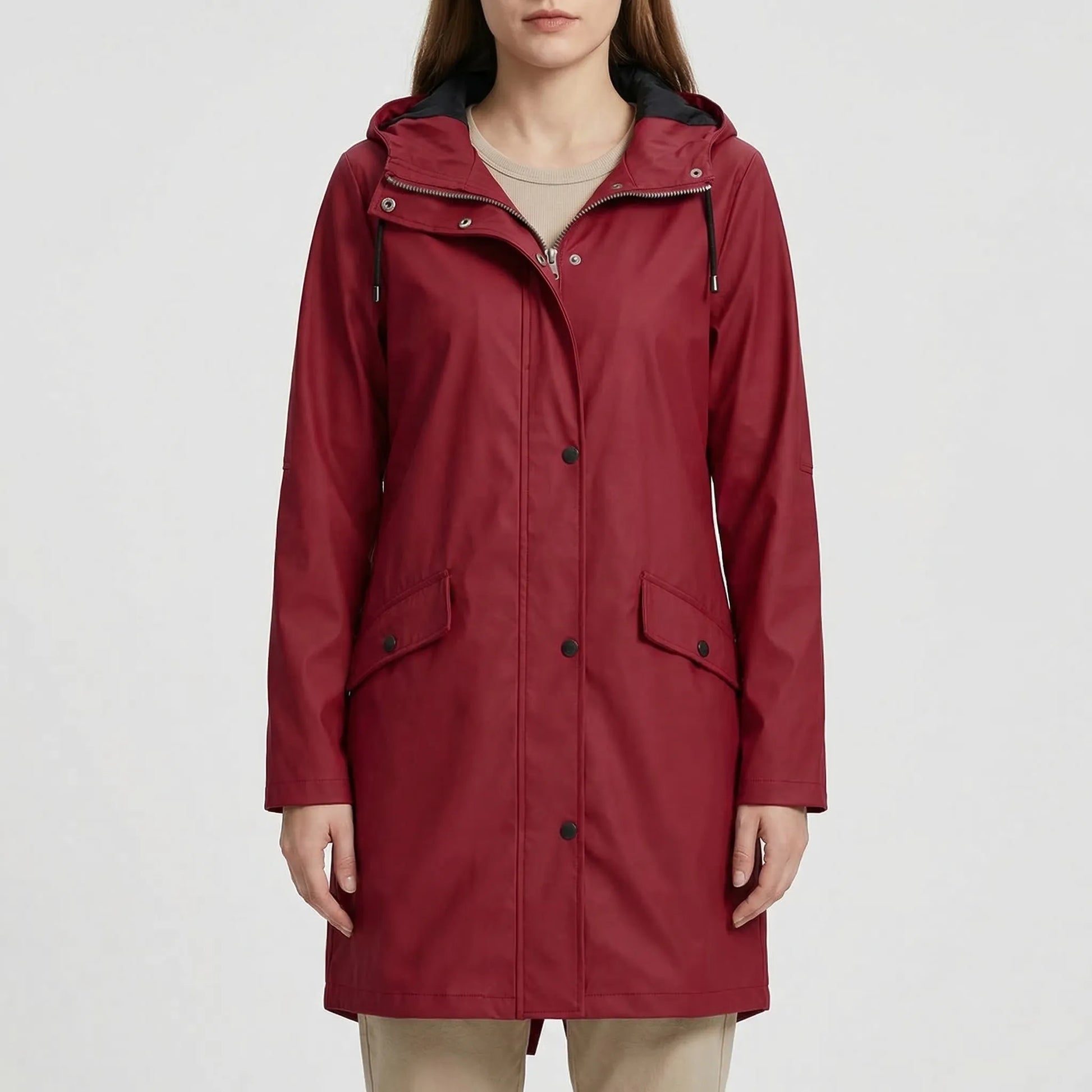 Rainova - Hooded Water-Repellent Long Jacket