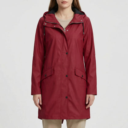 Rainova - Hooded Water-Repellent Long Jacket