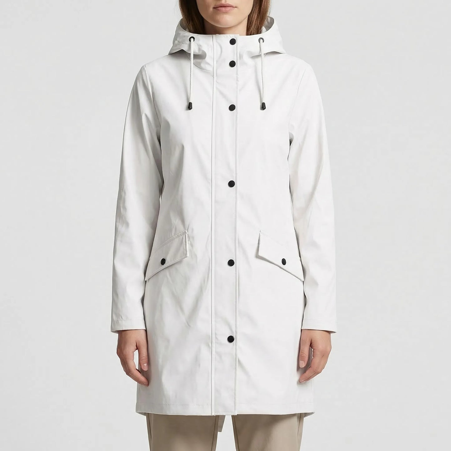 Rainova - Hooded Water-Repellent Long Jacket