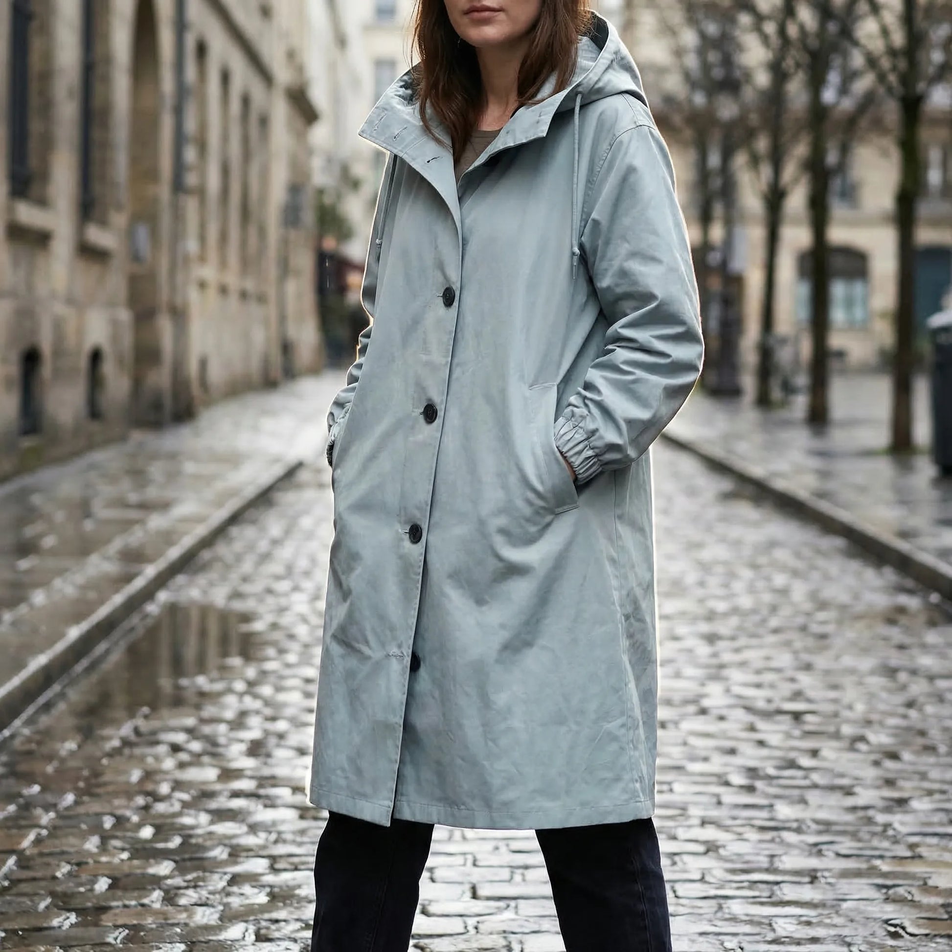 Rainvelle - Hooded Water-Repellent Trench Coat