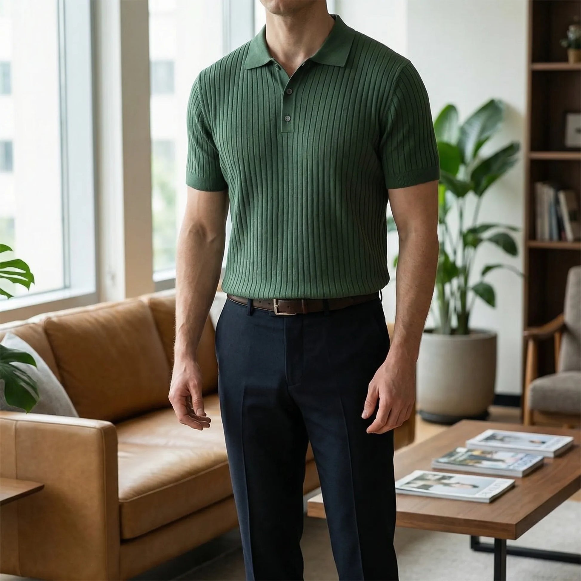 Relvado - Ribbed Knit Short-Sleeve Polo