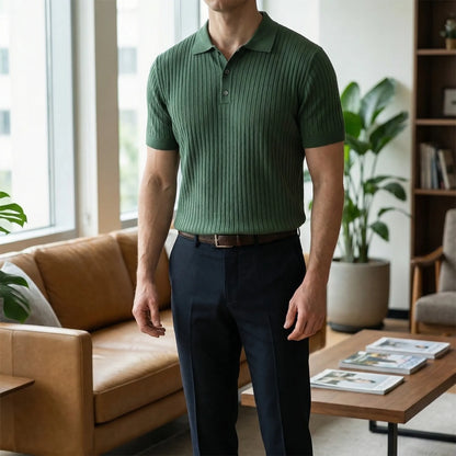 Relvado - Ribbed Knit Short-Sleeve Polo