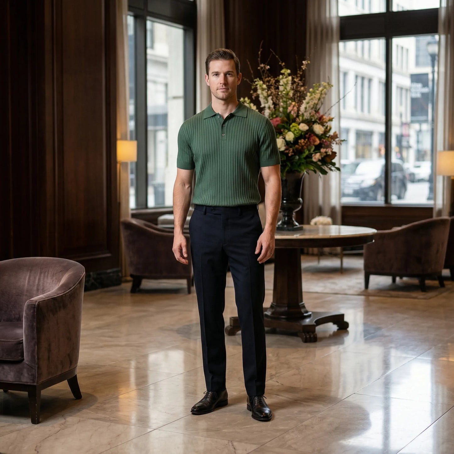 Relvado - Ribbed Knit Short-Sleeve Polo