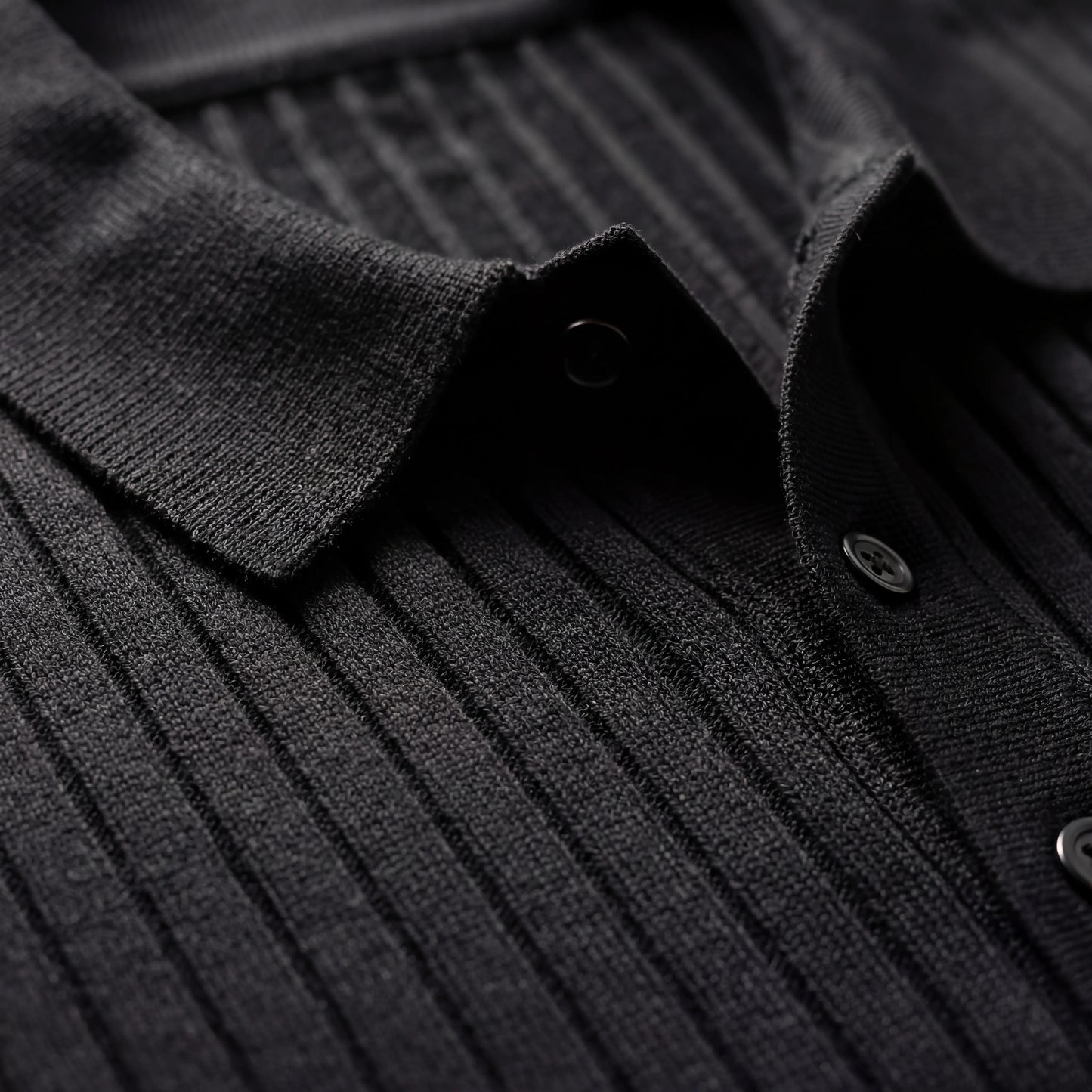 Ribvello - Long Sleeve Ribbed Polo Shirt